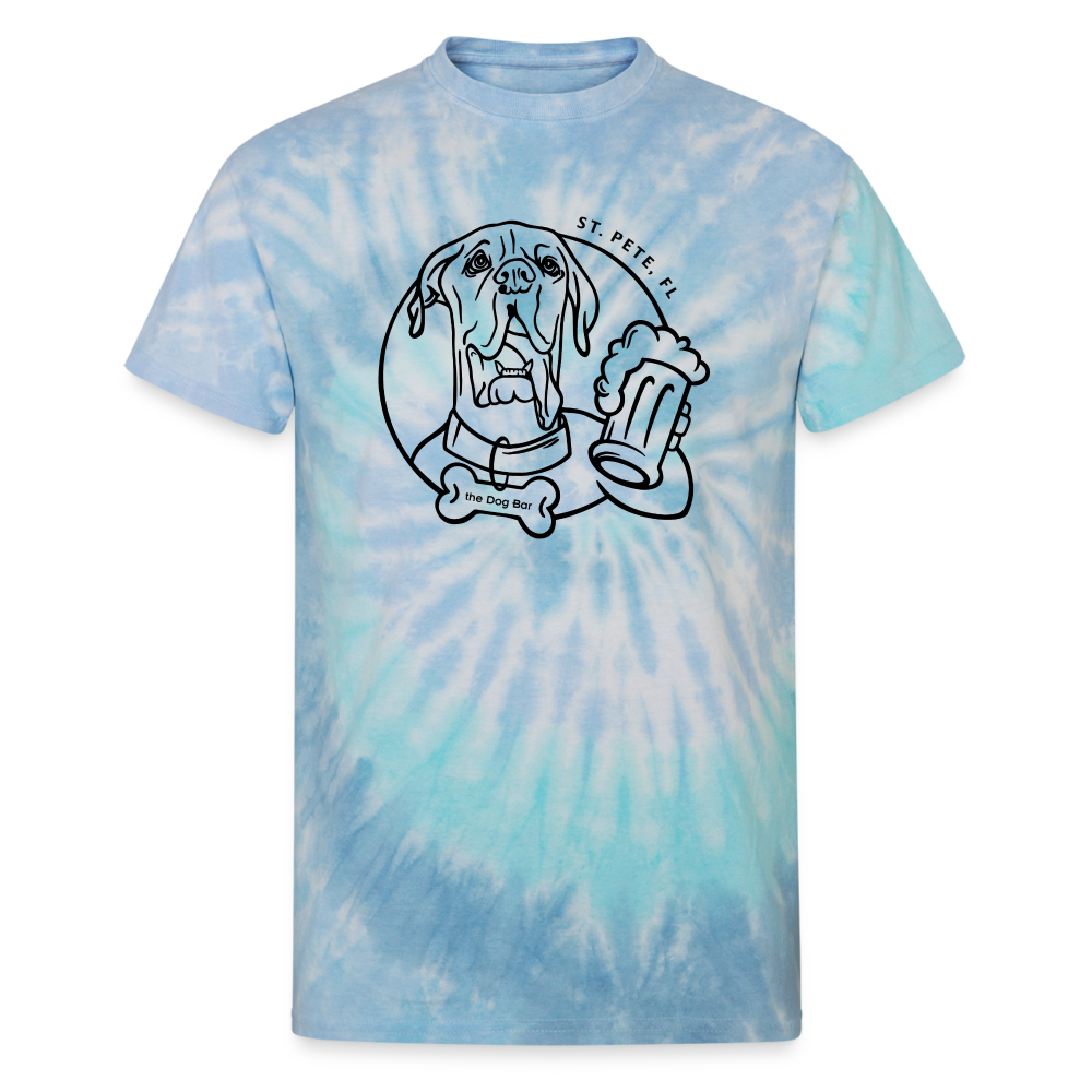 DB Logo - Unisex Tie Dye Tee - blue lagoon