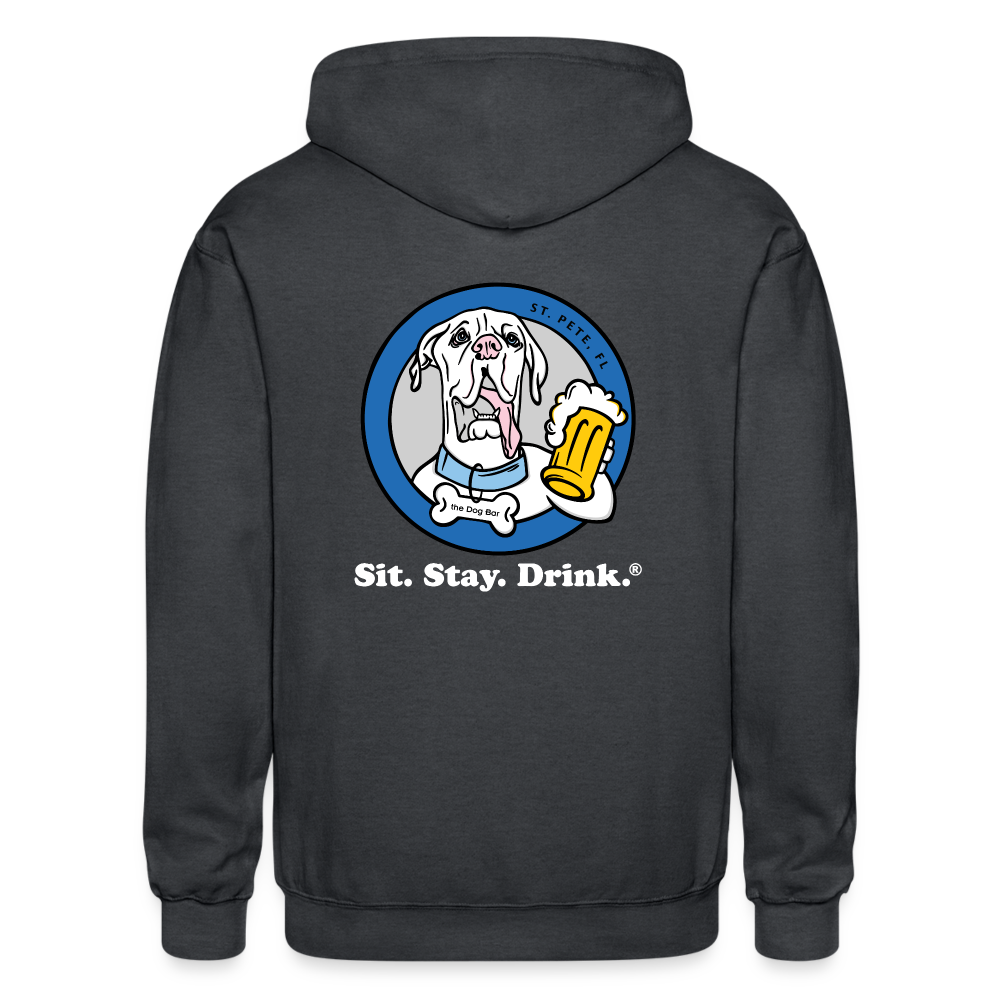 Back Printed - Zip Hoodie - deep heather