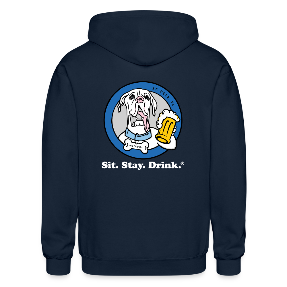 Back Printed - Zip Hoodie - navy