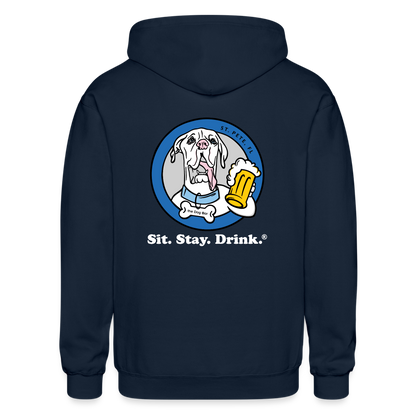 Back Printed - Zip Hoodie - navy
