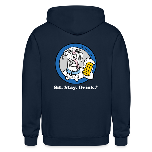 Back Printed - Zip Hoodie - navy