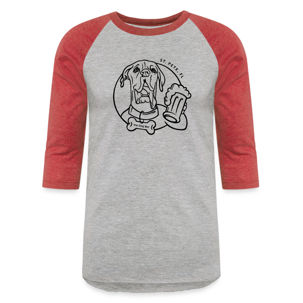 DB Logo - Unisex Baseball Tee - heather gray/red