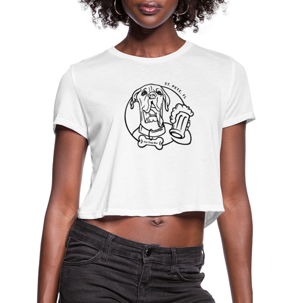 Dog Bar Line Logo - Crop Tee - white