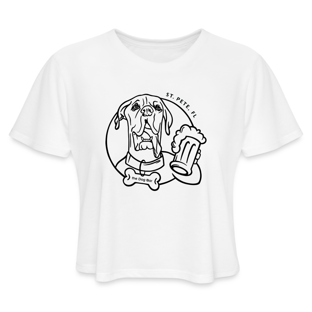 Dog Bar Line Logo - Crop Tee - white