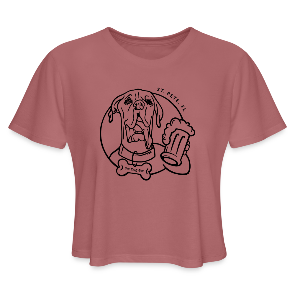 Dog Bar Line Logo - Crop Tee - mauve