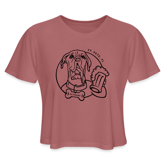 Dog Bar Line Logo - Crop Tee - mauve